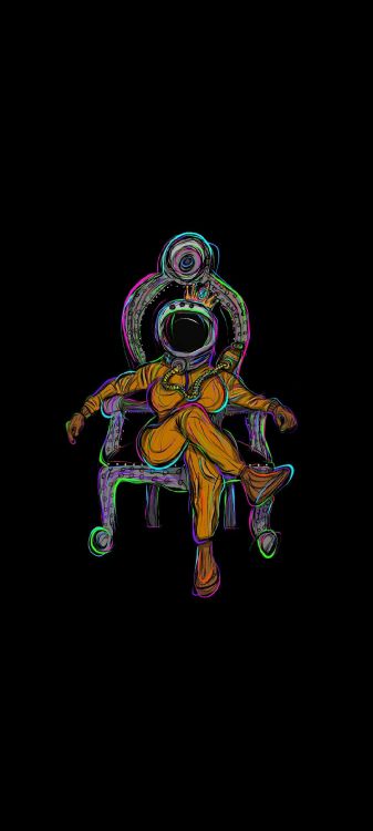 Обои астронавт, амолед, арт, в горах безумия, рисование в разрешении 1080x2400