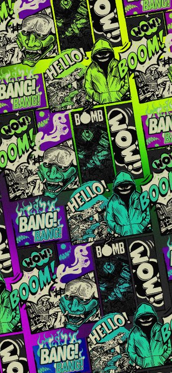 Обои комикс, дизайн, висгун - социальная сеть, графический дизайн, графика в разрешении 1407x3045