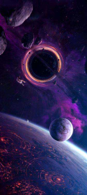 Обои космическая эстетика космоса, черная дыра, космическое пространство, эстетика, Галактика в разрешении 1080x2400
