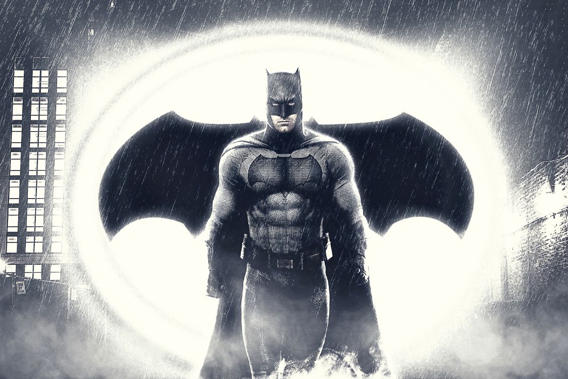 Обои Бэтмен, супергерой, Лига справедливости, иллюстрация, черный и белый в разрешении 3840x2563