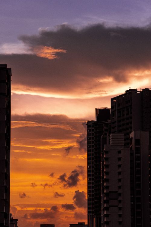 Обои небоскреб, облако, здание, атмосфера, Оранжевый цвет в разрешении 2400x3600