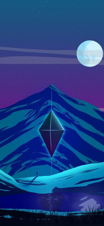 Обои арт, графика, лазурный, природа, треугольник в разрешении 1242x2688