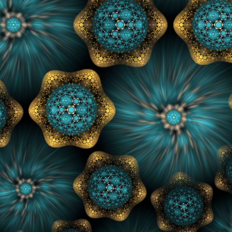 Обои фрактальное искусство, цифровое искусство, арт, синий, бирюза в разрешении 2048x2048