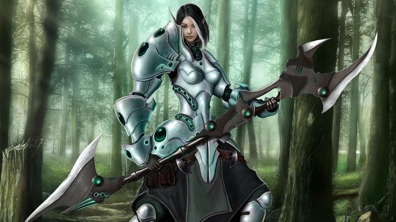 Обои эльф, фэнтези, воин, рыцарь, фотография в разрешении 2560x1440
