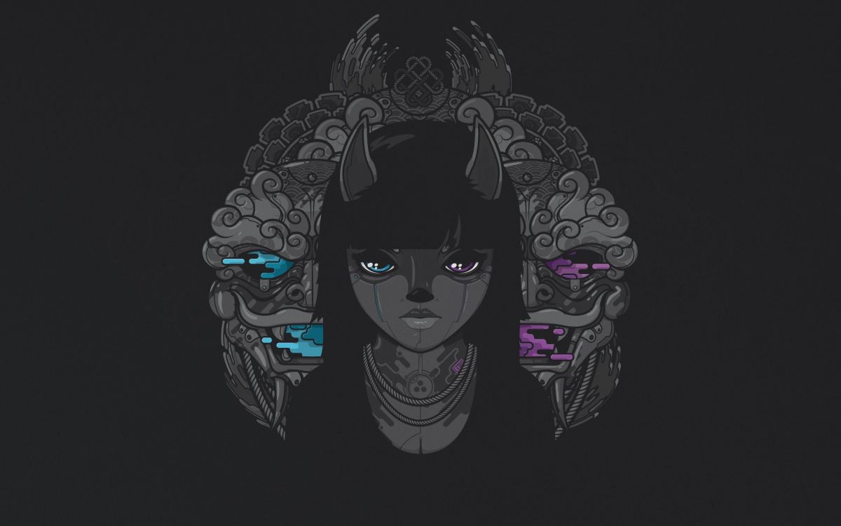 Обои голова, иллюстрация, графический дизайн, визуальное искусство, черный в разрешении 2560x1600