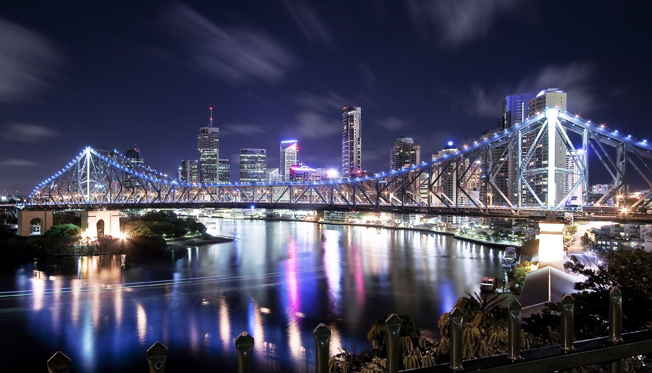 Обои мост, Мосты через реку Брисбен, городской пейзаж, отражение, город в разрешении 4134x2362