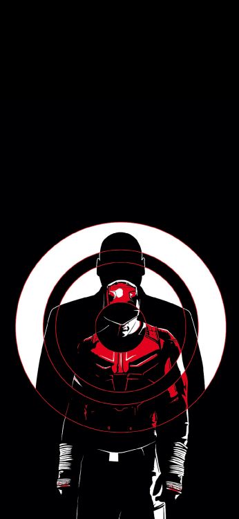 Обои фанарт сорвиголова, Мэтт Мердок, шкворень, яблочко, Сезон Сорвиголова Чудес 3 в разрешении 1080x2340