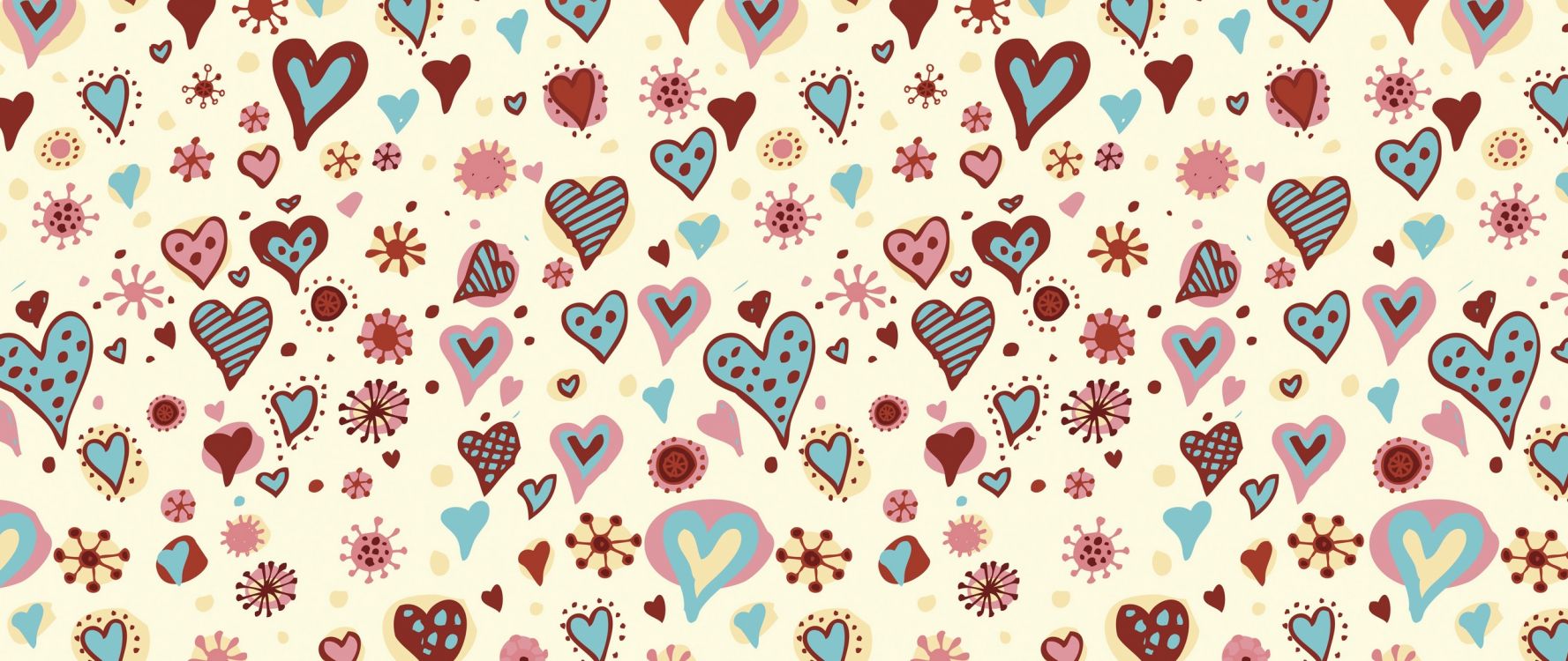 Обои сердце, узор, дизайн, линия, ткань в разрешении 2560x1080