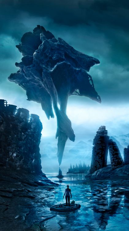 Обои арт, живопись, романтически апокалиптический, произведение искусства, Научная фантастика в разрешении 1080x1920