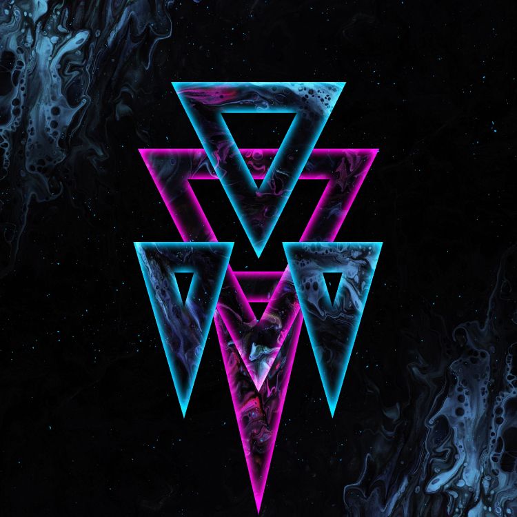 Обои треугольник, пурпур, синий, цветной, пурпурный цвет в разрешении 3045x3045