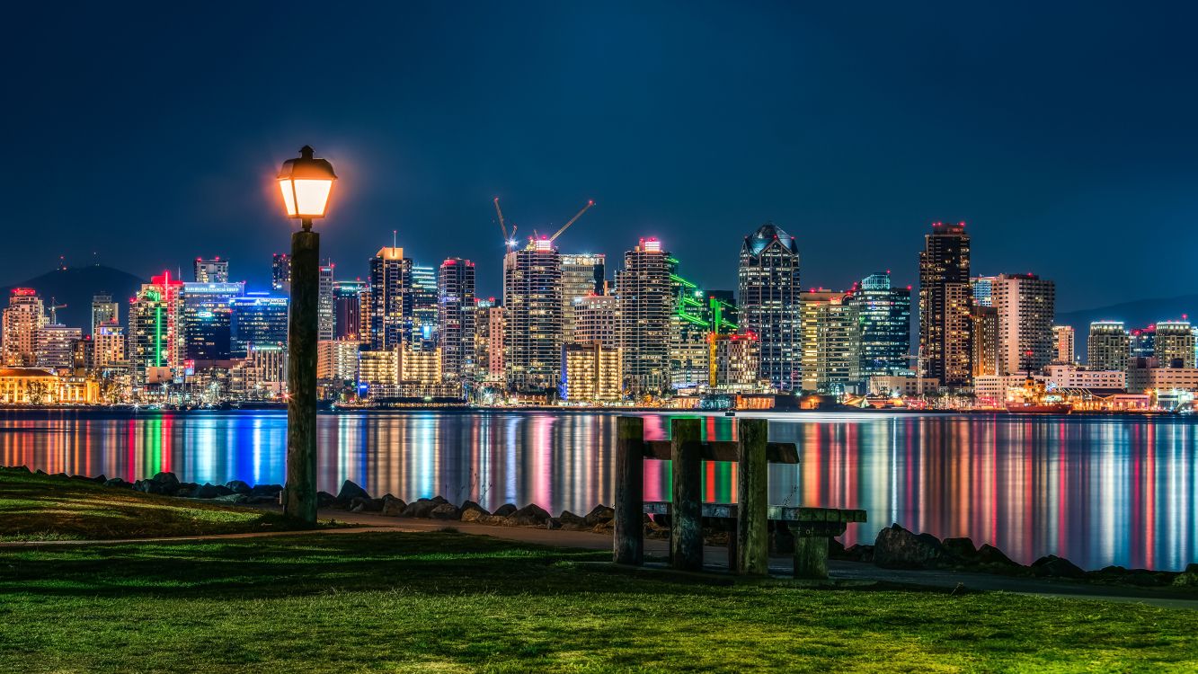 Обои Сан Диего, городской пейзаж, город, линия горизонта, городской район в разрешении 3840x2160