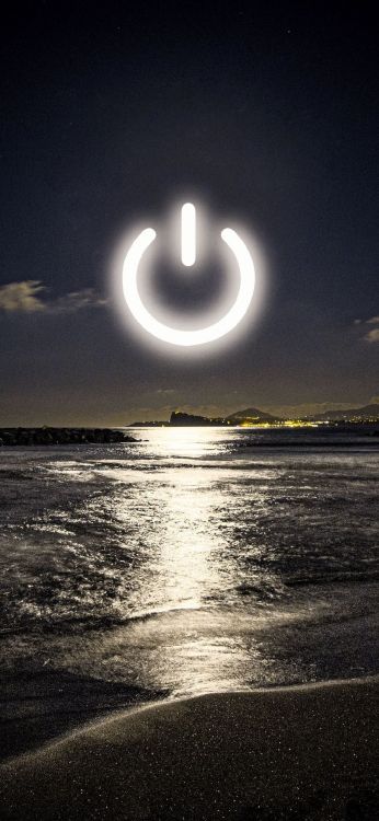 Обои океан, полумесяц, астрономический объект, космос, спокойный в разрешении 1080x2340