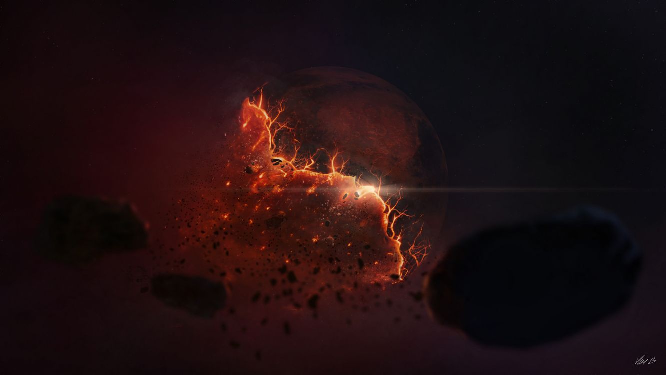 Обои земля, планета, космос, тепло, пламя в разрешении 2560x1440