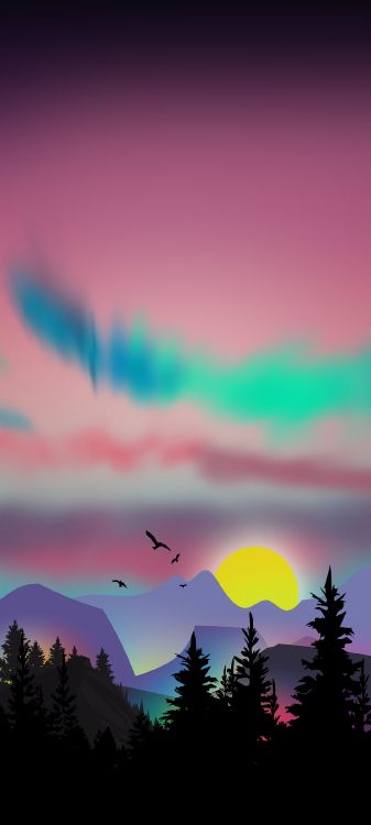 Обои облако, атмосфера, экорегион, гора, свет в разрешении 1080x2400