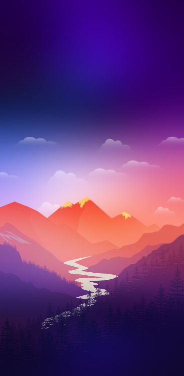 Обои пейзажи гор, облако, атмосфера, послесвечение, гора в разрешении 1536x3128