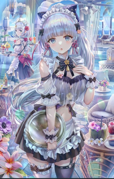 Обои геншин влияние аяка горничная, Геншин удар, камисато аяка, слезы фемиды, хойолаборатория в разрешении 1200x1886