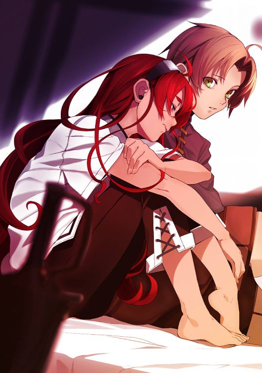 Обои взрослые рудеус и эрис, рудеус грейрат, мушоку тенсей, аниме, свет роман в разрешении 2876x4096