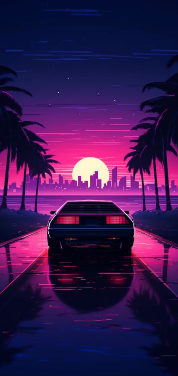 Обои освещение, Synthwave, живопись, мир, природа в разрешении 1500x3166