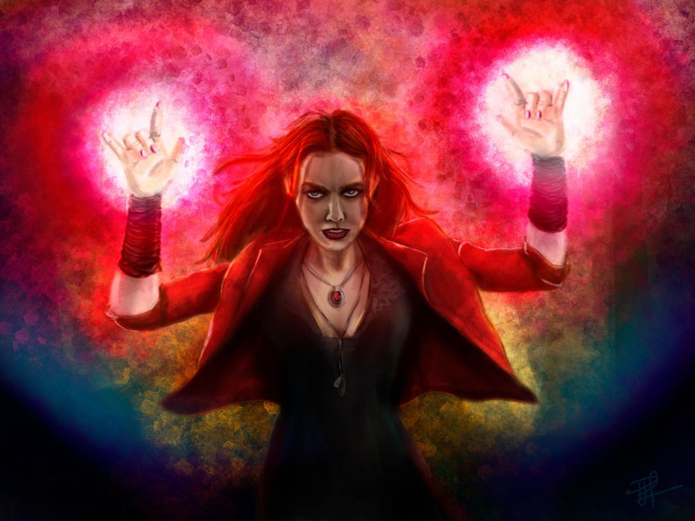 Обои Ванда Maximoff, Элизабет Олсен, Мстители эра альтрона, рисование, иллюстрация в разрешении 2828x2121