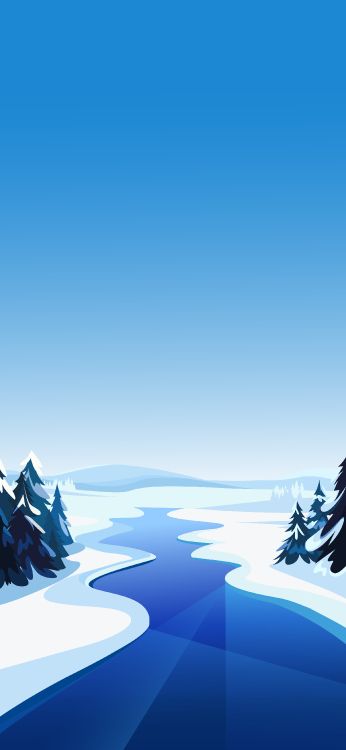 Обои иллюстрация, пейзаж, природа, гидроресурсы, лазурный в разрешении 2250x4872