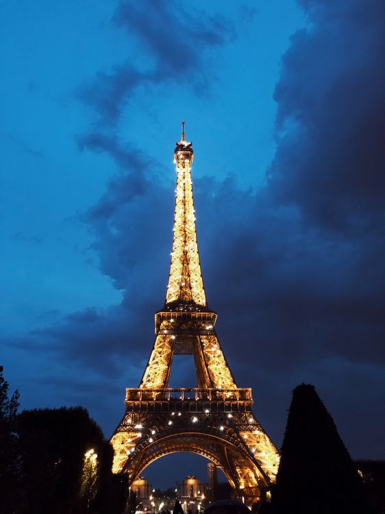 Обои Париж, Эйфелева башня, достопримечательность, памятник, синий в разрешении 3024x4032