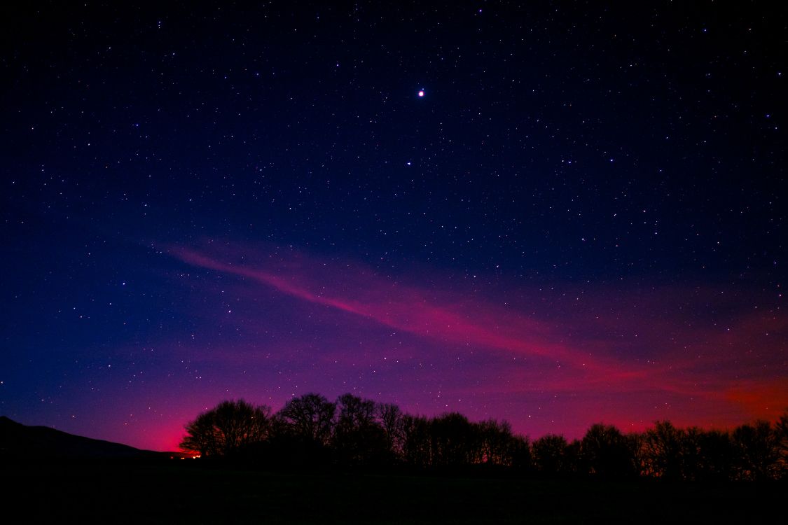 Обои Аврора, ночь, атмосфера, горизонт, пурпур в разрешении 4896x3264