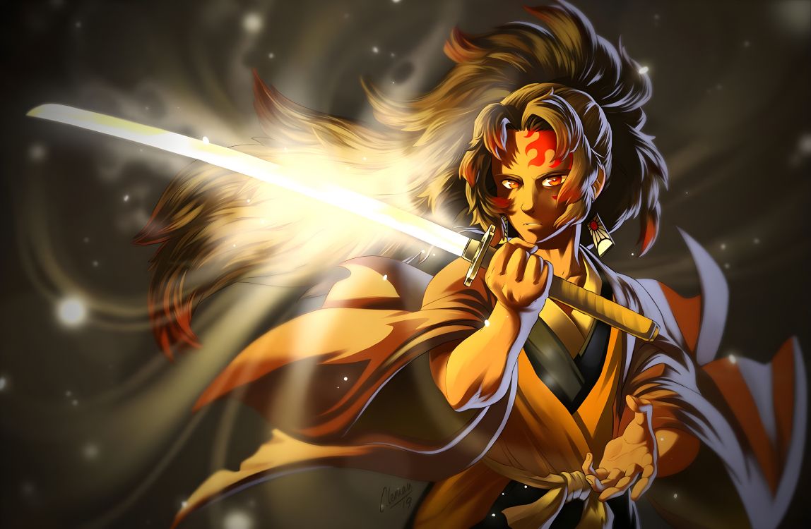 Обои арт, аниме, убийца демонов kimetsu no yaiba, охотник охотник, фан арт в разрешении 6400x4180