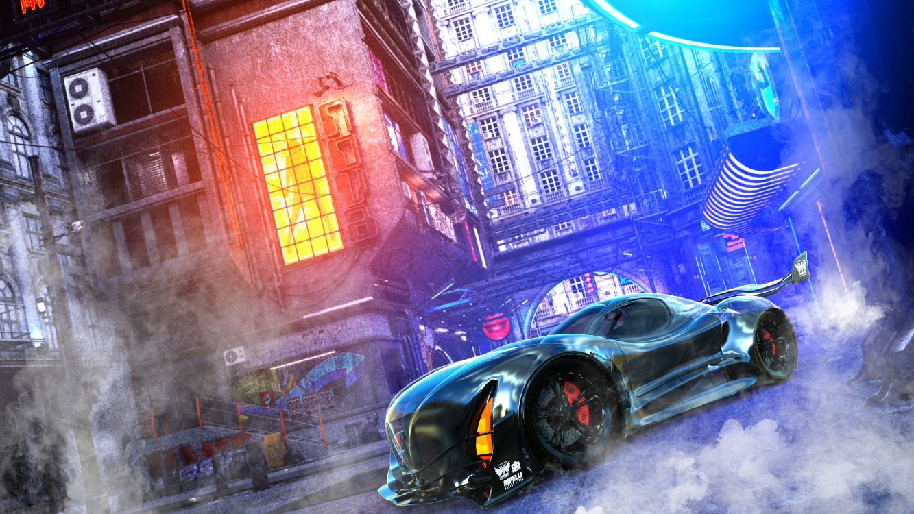 Обои легковые автомобили, цифровое искусство, колесо, шина, автомобильное освещение в разрешении 5120x2880