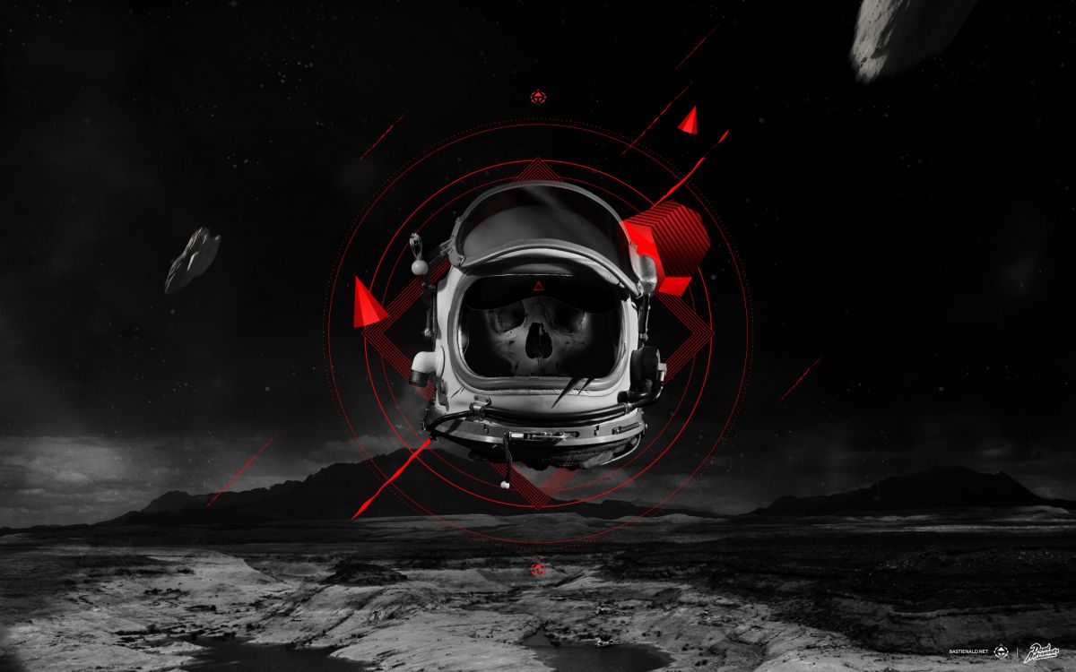 Обои астронавт, темнота, космос, автомобильные запчасти, иллюстрация в разрешении 2560x1600