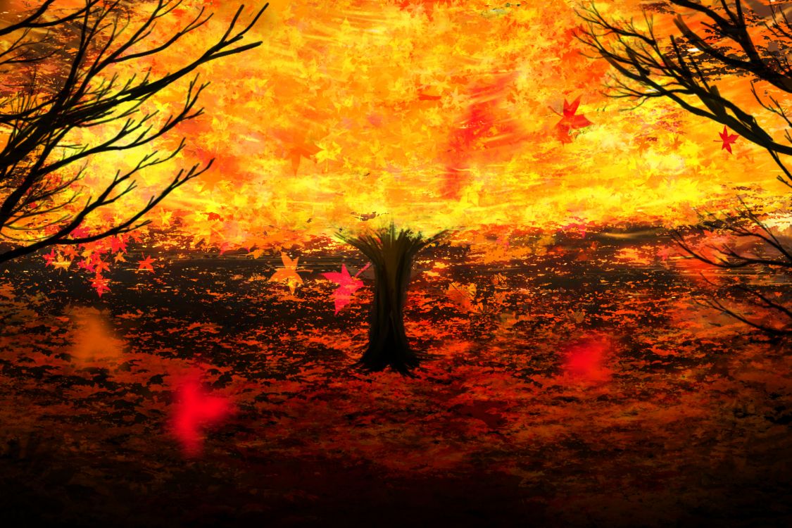 Обои арт, живопись, пейзажная живопись, природа, послесвечение в разрешении 1920x1280