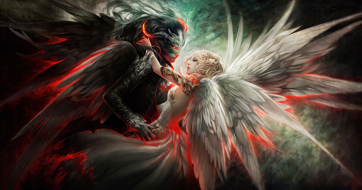 Обои ангел, демон, сверхъестественное существо, мифология, темнота в разрешении 2060x1080