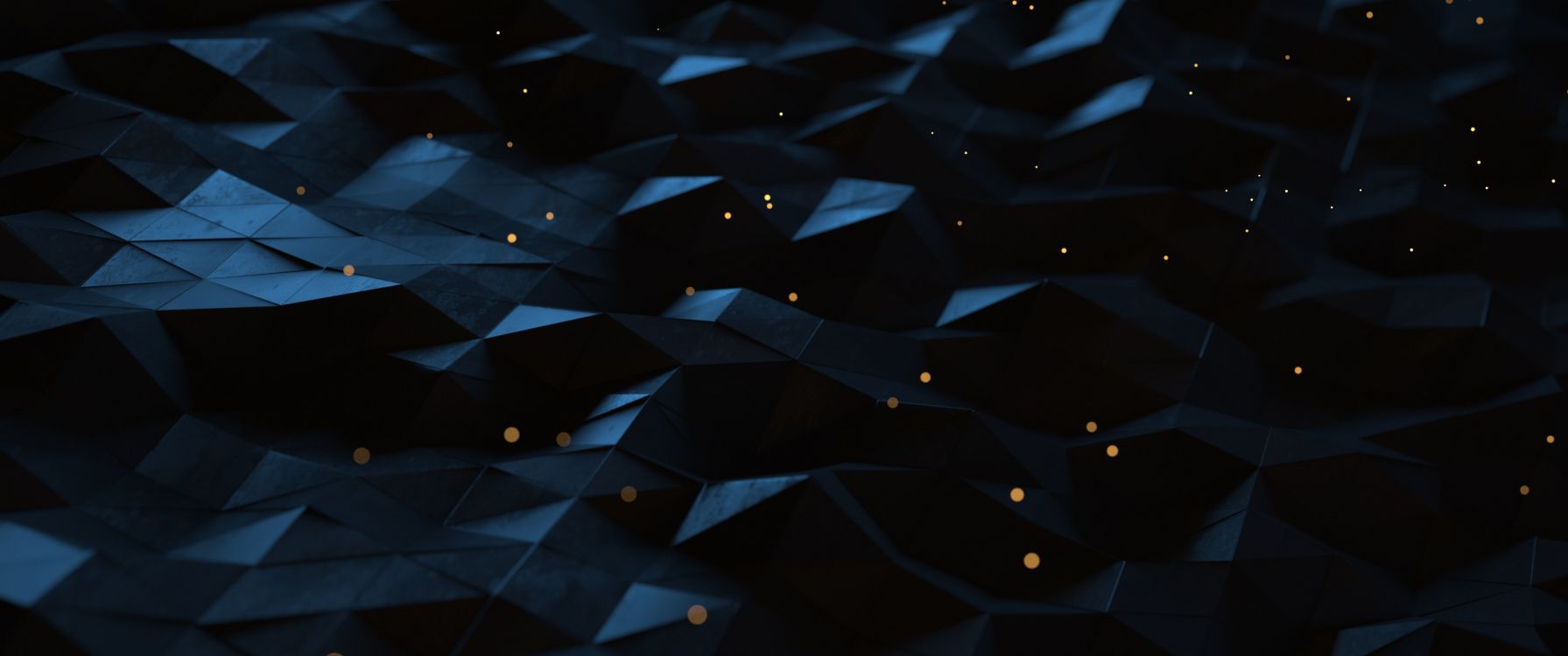 Обои полигон, синий, черный, свет, вода в разрешении 3440x1440