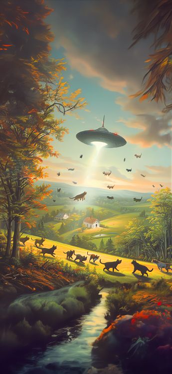 Обои солнечный свет, живопись, рисование, арт, облако в разрешении 1180x2558